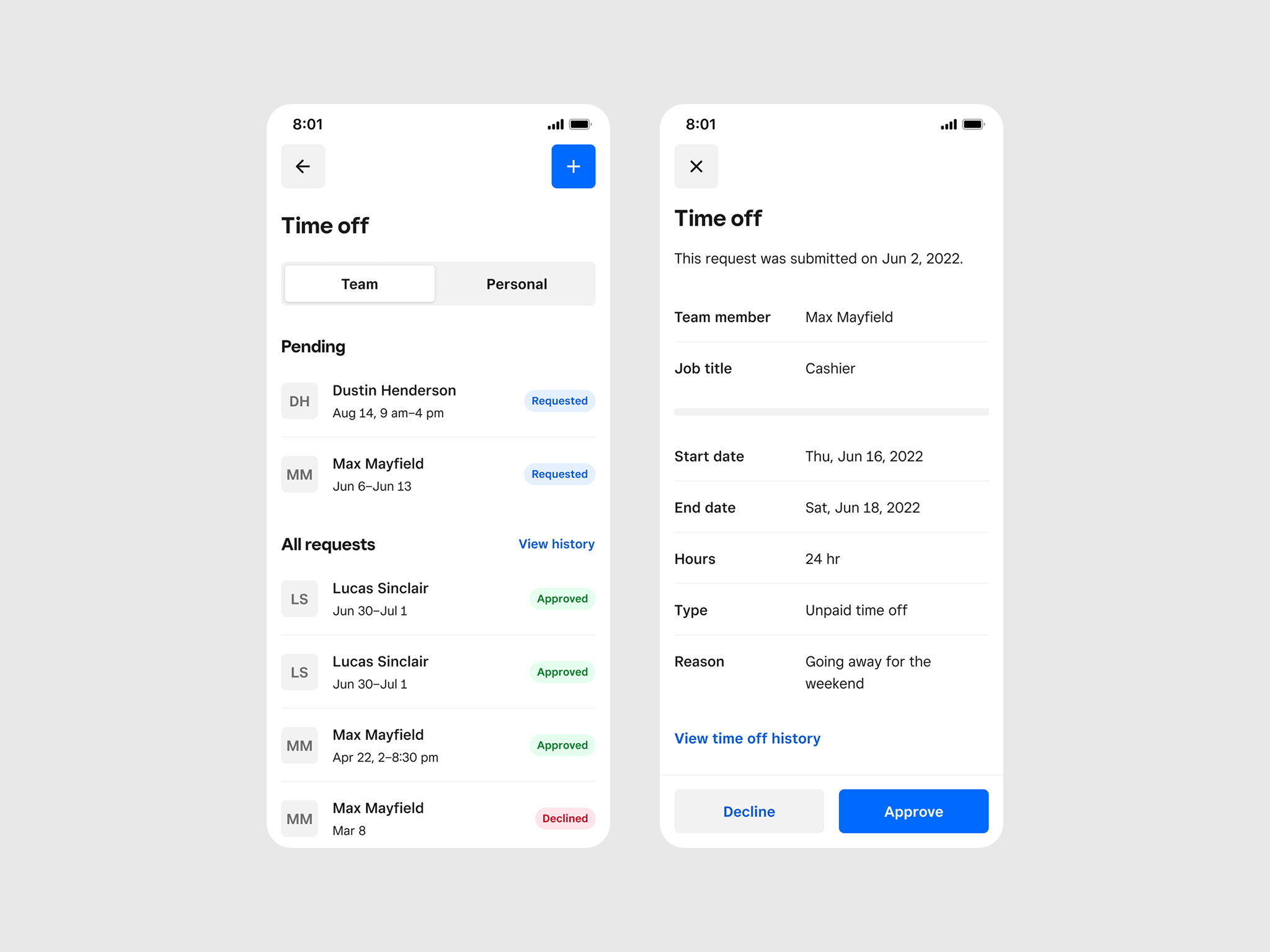 Manager time off experience